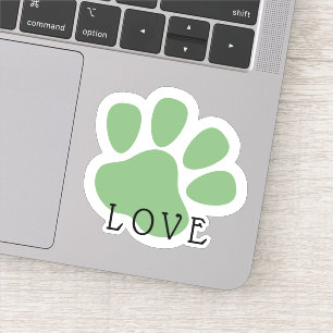 Pegatina Feliz Mascota Paw Love Green