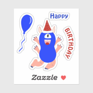Pegatina Feliz monstruo azul