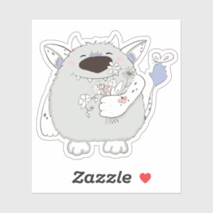 Pegatina Feliz monstruo con flores