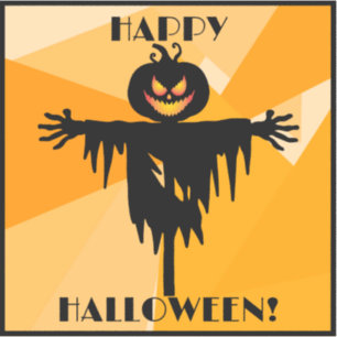 Pegatina Feliz Naranja de Halloween negro