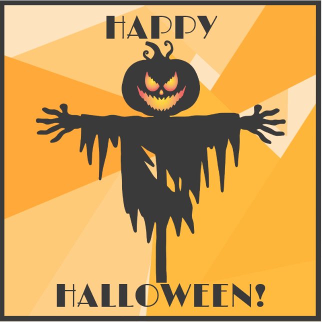 Pegatina Feliz Naranja de Halloween negro (Anverso)