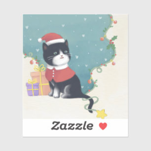 Pegatina Feliz Navidad: Arte de Ilustracion Gato