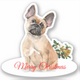 Pegatina Feliz Navidad Bulldog francés Personalizado-Cut Vi