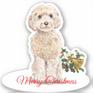 Pegatina Feliz navidad Champagne Cockapo Personalizado-Cut 