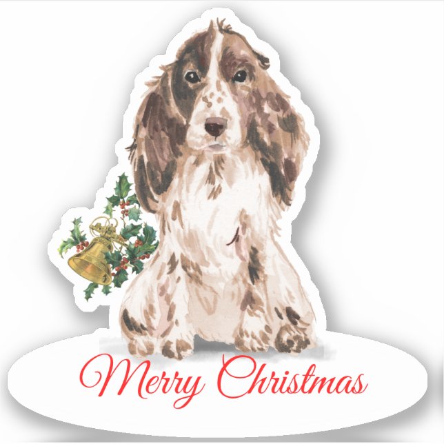 Pegatina Feliz Navidad Cocker Spaniel CustomCut Vinyl (Anverso)