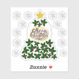 Pegatina Feliz Navidad con el árbol de Navidad