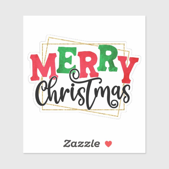 Pegatina Feliz Navidad con marco de diseño-80716 (Hoja)