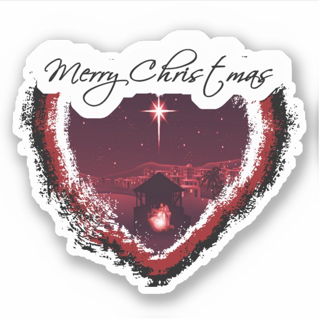 Pegatina Feliz Navidad corazón natvidad (Anverso)