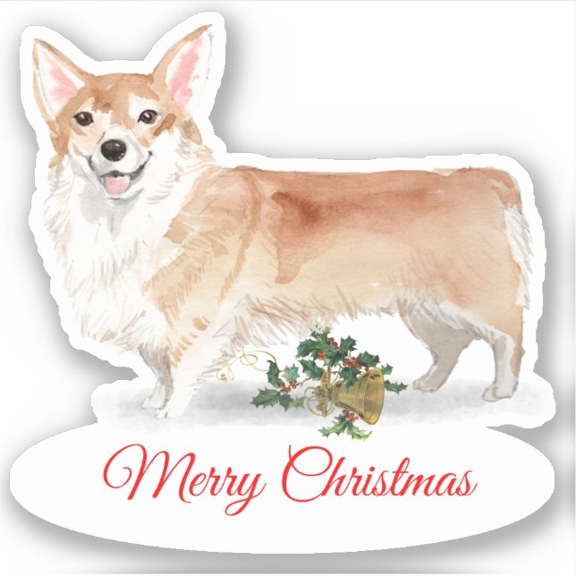 Pegatina Feliz Navidad Corgi Personalizado-Cut Vinyl (Anverso)