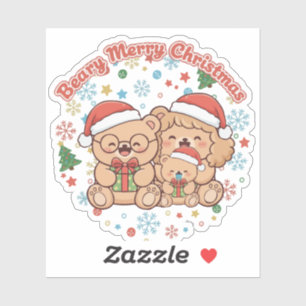 Pegatina "Feliz Navidad de Osito" Familia de Ositos de Pelu