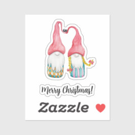 Pegatina Feliz Navidad, deliciosos gnomos de invierno enamo