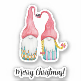 Pegatina Feliz Navidad, deliciosos gnomos de invierno enamo