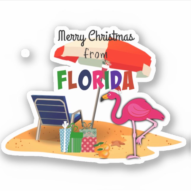 Pegatina Feliz Navidad desde Florida (Anverso)