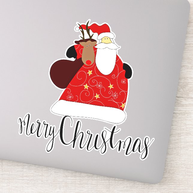 Pegatina Feliz Navidad desde Santa Claus (Detalle)