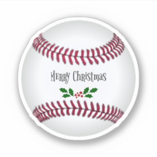 Pegatina Feliz Navidad, diseño de vacaciones de béisbol