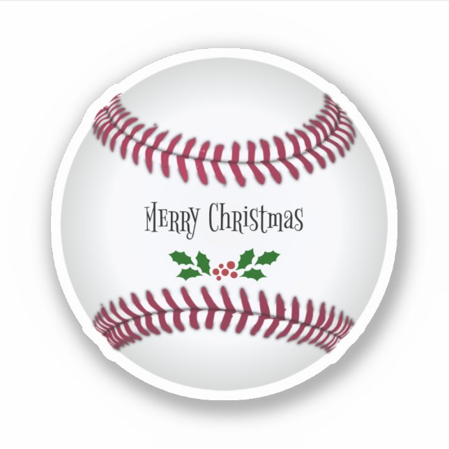 Pegatina Feliz Navidad, diseño de vacaciones de béisbol (Anverso)