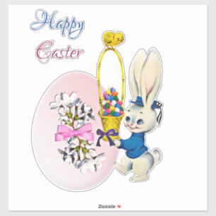 Pegatina Feliz Navidad en conejo de Pascua