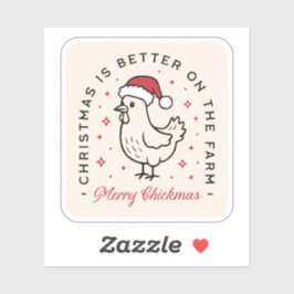 Pegatina Feliz Navidad gallina divertida granja estética ro