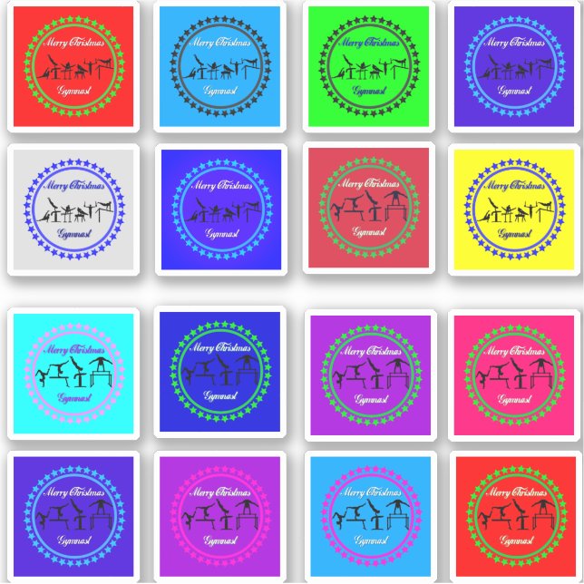 Pegatina Feliz Navidad Gimnasta 16 Stikers Niños / Niñas (Anverso)