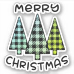 Pegatina Feliz Navidad Green Plaid Christmas Trees<br><div class="desc">Este diseño navideño presenta tres árboles navideños con tonos verdes con una capa superpuesta y el texto moderno "Feliz Navidad" en la tipografía popular. #navidades #feriados #estacional #festive #christmastres #árboles #moderno #grano #patrón #verde #negro #trendy #diversión #moda fresca #estilo de moda #elegante #pegatinas #etiquetas #papelería #artesanías #fiesta #suministros de fiesta...</div>