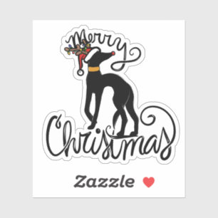 Pegatina Feliz Navidad Greyhound Reindeer