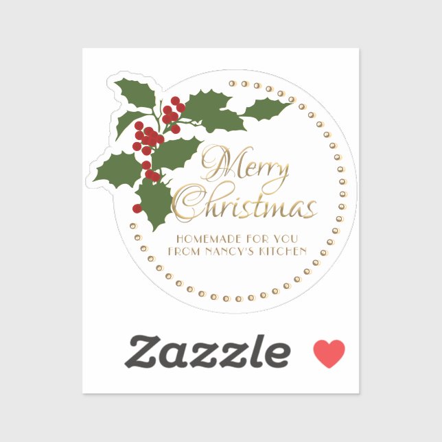 Pegatina Feliz Navidad Holly & Berry Label Food Gift Tin (Hoja)