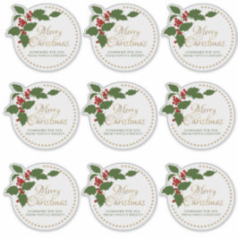 Pegatina Feliz Navidad Holly & Berry Label Food Gift Tin