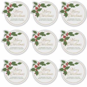 Pegatina Feliz Navidad Holly & Berry Label Food Gift Tin
