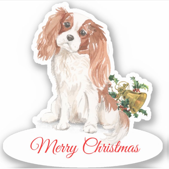 Pegatina Feliz Navidad K Charles Spaniel Personalizado-Cut  (Anverso)