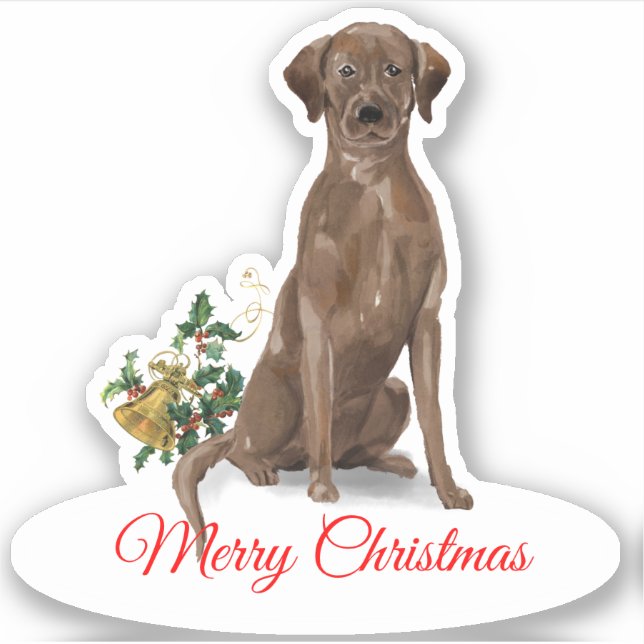 Pegatina Feliz Navidad Labrador Recuperador CustomCut Vinyl (Anverso)