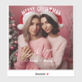 Pegatina Feliz Navidad Lesbiana Rosa Retro | Foto personali
