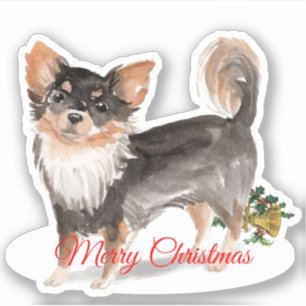 Pegatina Feliz Navidad Long H. Chihuahua Personalizado-Cut