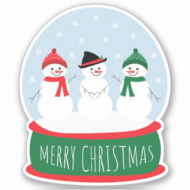 Pegatina Feliz Navidad Nieve Globe Snowmen
