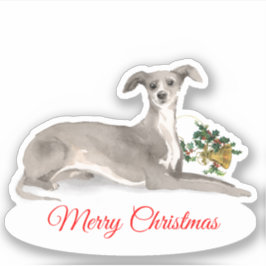 Pegatina Feliz navidad Personalizado italiano Greyhound Cut