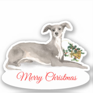 Pegatina Feliz navidad Personalizado italiano Greyhound Cut