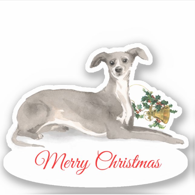 Pegatina Feliz navidad Personalizado italiano Greyhound Cut (Anverso)
