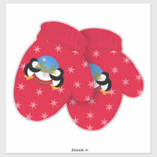 Pegatina Feliz Navidad Pingüinos de Cerveza Nieve Globe Gra