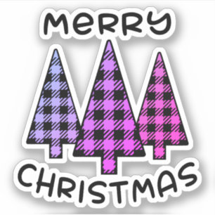 Pegatina Feliz Navidad Púrpura Púrpura Púrpura Árboles de N