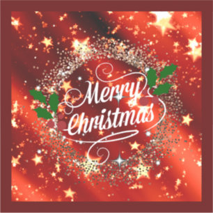 Pegatina Feliz Navidad purpurina rojo y brillo