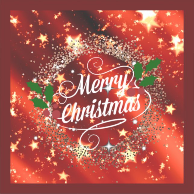 Pegatina Feliz Navidad purpurina rojo y brillo (Anverso)