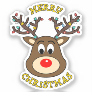 Pegatina Feliz Navidad, Rudolph el reno de la nariz roja