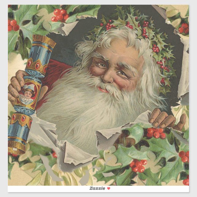Pegatina Feliz Navidad Santa Claus Clásico antiguo (Hoja)