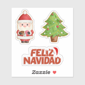 Pegatina Feliz Navidad Set: Árbol mexicano de Navidad y Nav