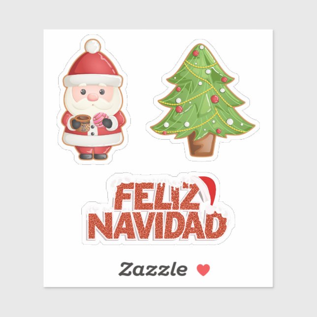 Pegatina Feliz Navidad Set: Árbol mexicano de Navidad y Nav (Hoja)