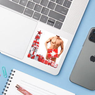 Pegatina Feliz Navidad SlipperyJoe regalo de plata blanca r