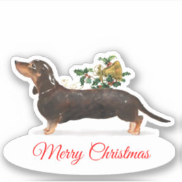 Pegatina Feliz Navidad Tan Dachshund Personalizado-Cut Viny