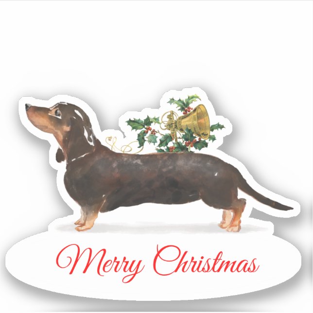Pegatina Feliz Navidad Tan Dachshund Personalizado-Cut Viny (Anverso)