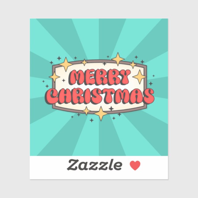 Pegatina Feliz navidad texto funky, groovy personalizado re (Hoja)