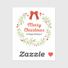 Pegatina Feliz Navidad y Feliz Fiesta en el Rojo