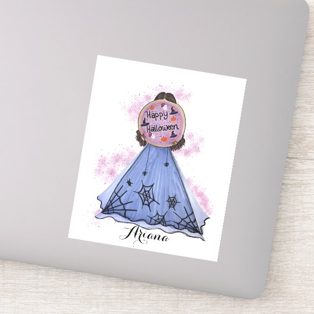 Pegatina Feliz nombre personalizado de Ilustracion de cooki (Detalle)